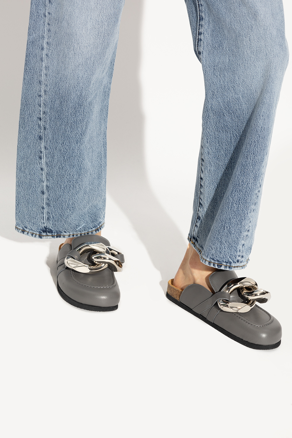 JW Anderson Leather slides with chain detail | Women's Shoes | Vitkac